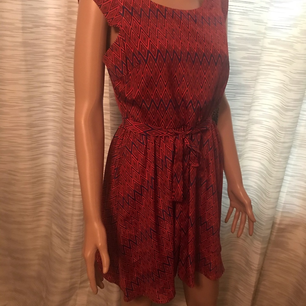Blue an red dress